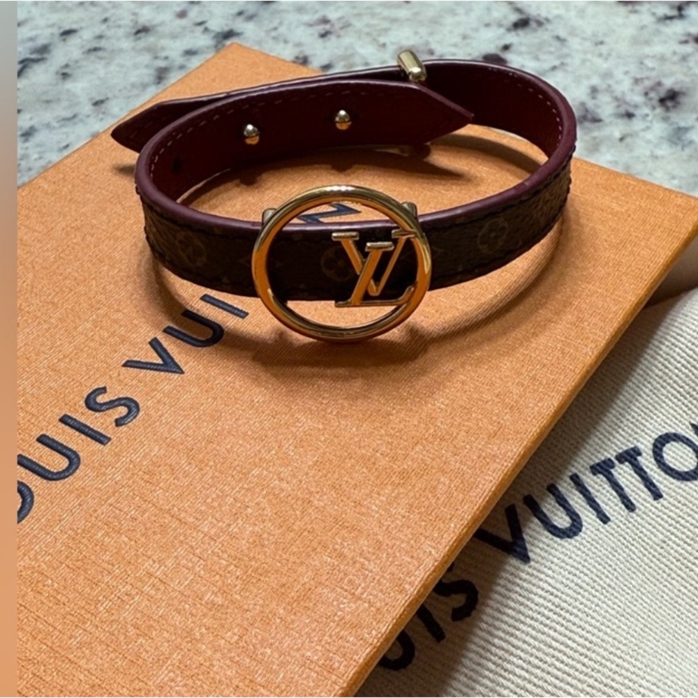 Louis Vuitton Burgundy and Gold Bracelet